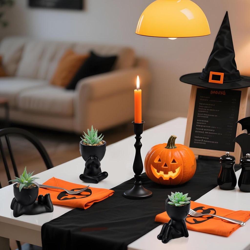 Der Rose 3pcs Fake Succulents Plants Artificial for Black Bathroom Bedroom Home Living Room Halloween Decor Aesthetic Indoor